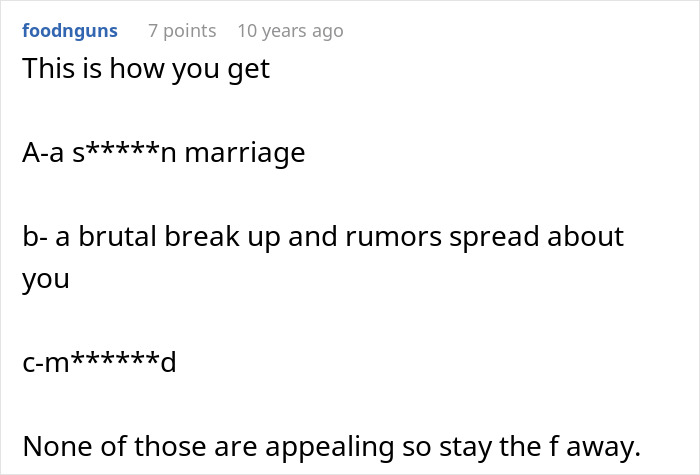 A comment listing negative outcomes when a woman tricks BF into believing she's pregnant. A comment listing negative outcomes when a woman tricks BF into believing she's pregnant.
