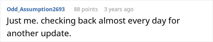 An online comment asking for an update about a dream proposal situation.