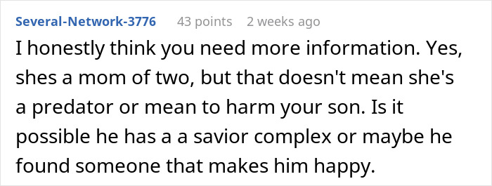 Online comment advising a mom losing sleep over her son's girlfriend to get more information about the relationship. Online comment advising a mom losing sleep over her son's girlfriend to get more information about the relationship.