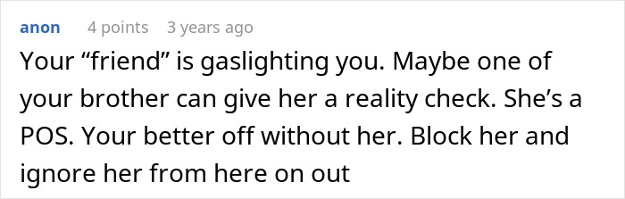 Comments about gaslighting and blocking friend in teen story Comments about gaslighting and blocking friend in teen story