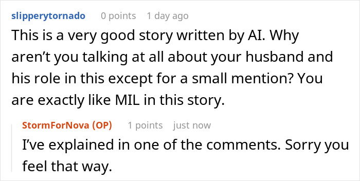 Comment discussing toxic mom controlling family and daughter-in-law's refusal to comply Comment discussing toxic mom controlling family and daughter-in-law's refusal to comply