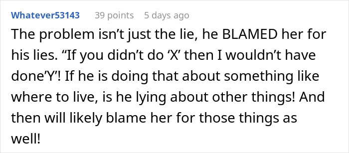 A online comment highlighting how a fiancé lies and blames his partner before getting married. A online comment highlighting how a fiancé lies and blames his partner before getting married.