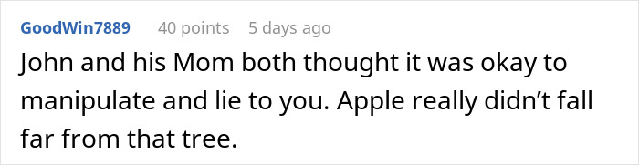 A comment pointing out manipulation and lies before getting married to a fiancé. A comment pointing out manipulation and lies before getting married to a fiancé.