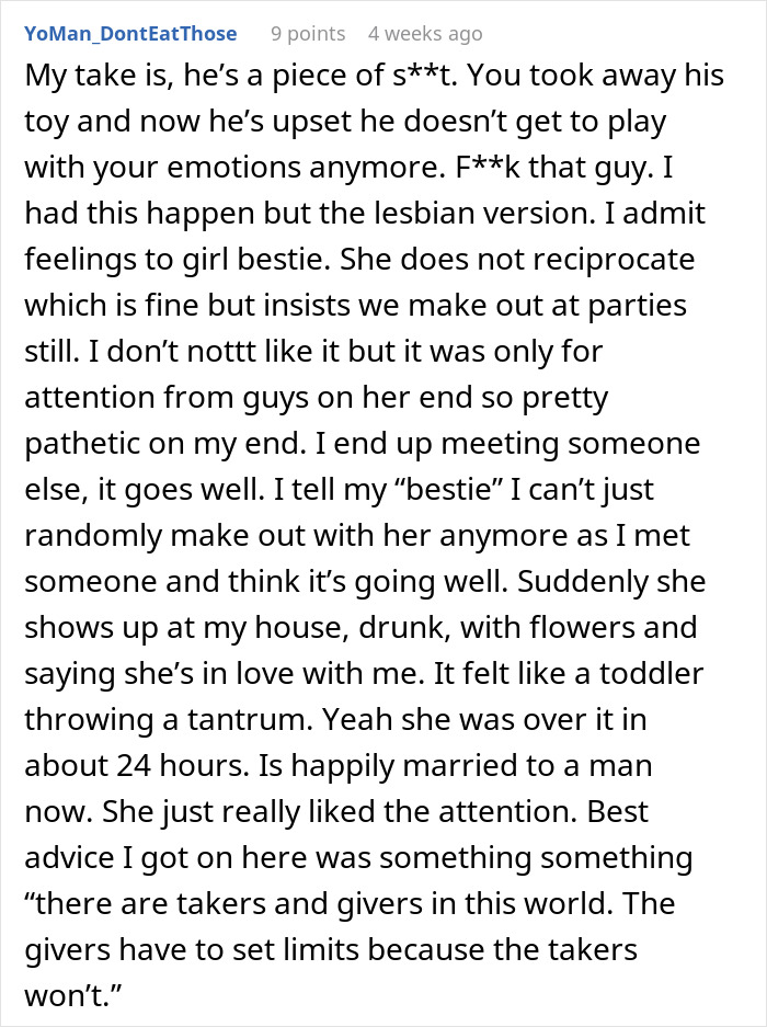 An online post detailing personal advice about a guy who waits for his bestie to get engaged. An online post detailing personal advice about a guy who waits for his bestie to get engaged.