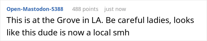 Warning for LA women about a manosphere adherent at the Grove