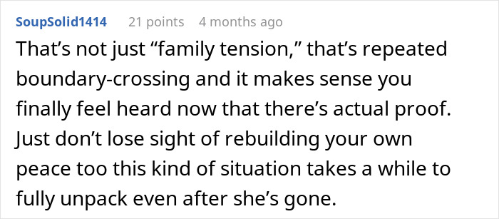 Comment offering support regarding family tension when a husband decides it’s grounds for divorce.
