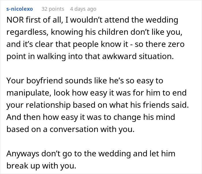 Online comment advising a woman about her boyfriend's easy manipulation after he breaks up with girlfriend. Online comment advising a woman about her boyfriend's easy manipulation after he breaks up with girlfriend.