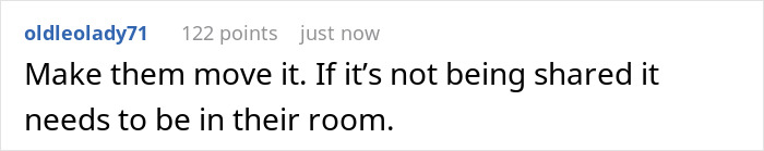 A comment about unshared items like a TV, related to roommate drama about air fryer and microwave A comment about unshared items like a TV, related to roommate drama about air fryer and microwave