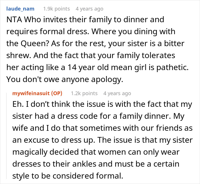 Reddit comment arguing against strict formal dress requirements and double standards on how she dresses. Reddit comment arguing against strict formal dress requirements and double standards on how she dresses.