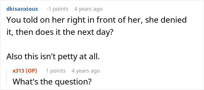 A comment thread where a user questions the timeline of the story about the bossy coworker. A comment thread where a user questions the timeline of the story about the bossy coworker.