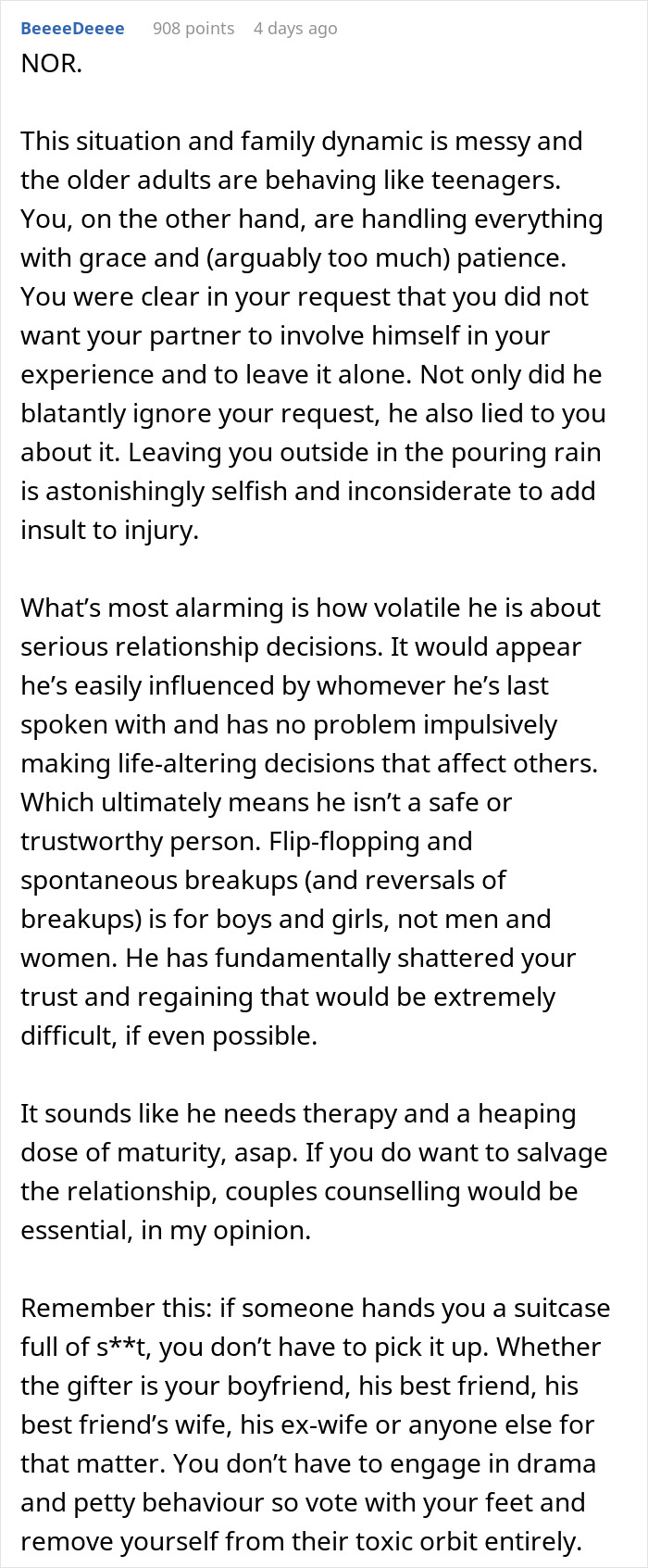 Online comment advising to end relationship with man breaks up with girlfriend Online comment advising to end relationship with man breaks up with girlfriend