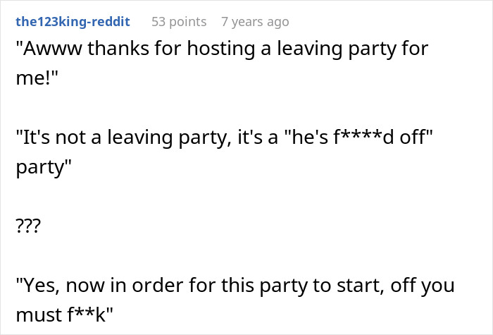 A comment describing the awkward going away party for a boss who eventually quits.