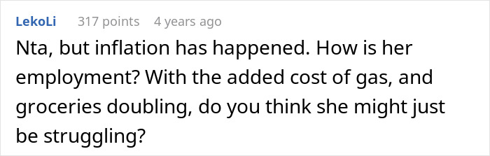 Reddit comment on inflation, gas, and groceries causing a couple fights over money. Reddit comment on inflation, gas, and groceries causing a couple fights over money.