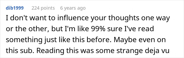 User recalling similar story with feelings of deja vu in cheating discussion User recalling similar story with feelings of deja vu in cheating discussion