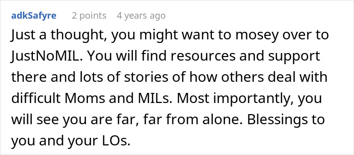 Supportive forum comment for a woman setting a boundary before giving birth. Supportive forum comment for a woman setting a boundary before giving birth.