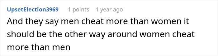Online comment discussing relationships and infidelity after a secret affair and marriage scandal. Online comment discussing relationships and infidelity after a secret affair and marriage scandal.