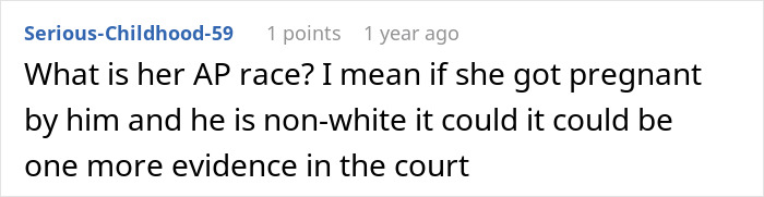 A comment inquiring about evidence and court proceedings regarding a pregnancy by another man. A comment inquiring about evidence and court proceedings regarding a pregnancy by another man.
