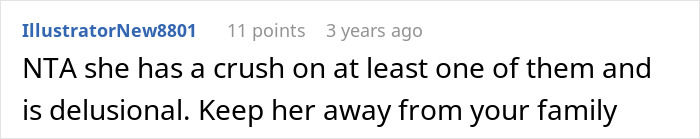 Comment calls teen delusional for crush and warns to keep away from family Comment calls teen delusional for crush and warns to keep away from family