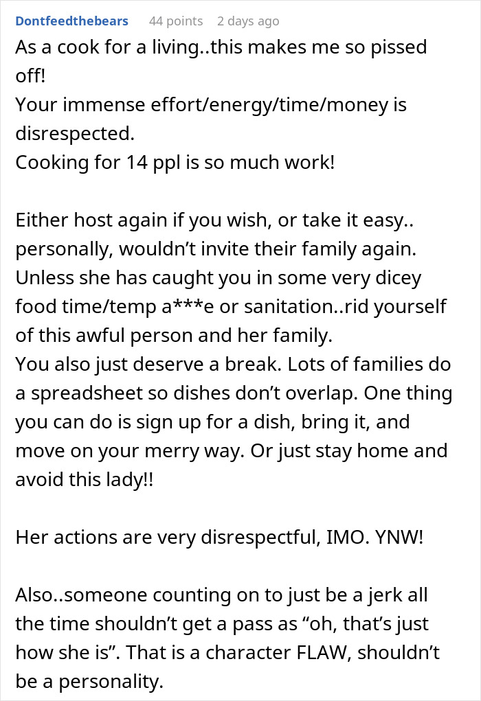Woman Brings Her Own Food To Thanksgiving Because She Doesn't Trust SIL, Is Shocked At Her Reaction Woman Brings Her Own Food To Thanksgiving Because She Doesn't Trust SIL, Is Shocked At Her Reaction