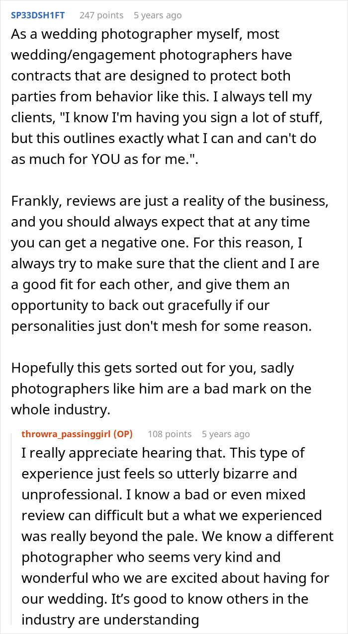 Couple Leaves Photographer A 3-Star Review, Then Gets A Response They Never Expected
