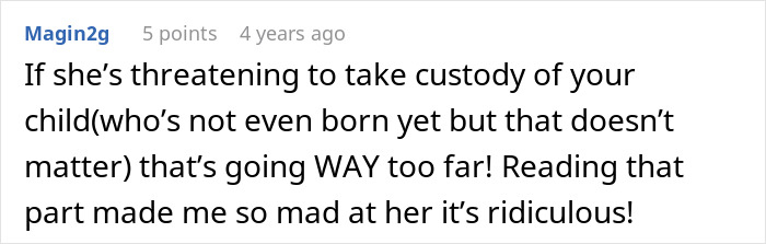 Online user comment discussing child custody threats related to a guy keeps pursuing ex story.