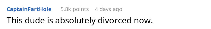 Online comment stating the guy who chooses Australia trip over SIL's wedding is definitely divorced. Online comment stating the guy who chooses Australia trip over SIL's wedding is definitely divorced.