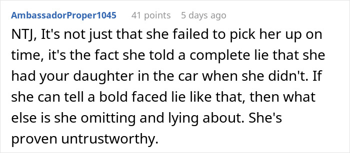 Online feedback calling out lies after an aunt leaves 8YO niece alone at school without pickup. Online feedback calling out lies after an aunt leaves 8YO niece alone at school without pickup.