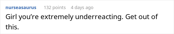 An online comment advising a woman to leave after a man suddenly breaks up with girlfriend. An online comment advising a woman to leave after a man suddenly breaks up with girlfriend.
