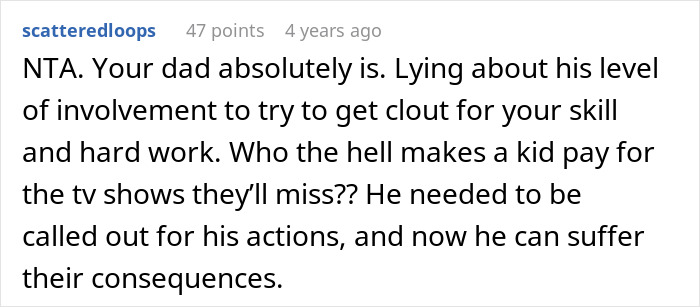 Social media comment on how a dad shamed daughter and tried to take credit for her hard work. Social media comment on how a dad shamed daughter and tried to take credit for her hard work.