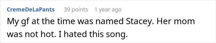 An online comment about dating a girl named Stacey during the Stacy's Mom hype An online comment about dating a girl named Stacey during the Stacy's Mom hype