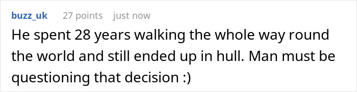 An online comment discussing a man goes for a walk in 1998 and ending his journey back home An online comment discussing a man goes for a walk in 1998 and ending his journey back home