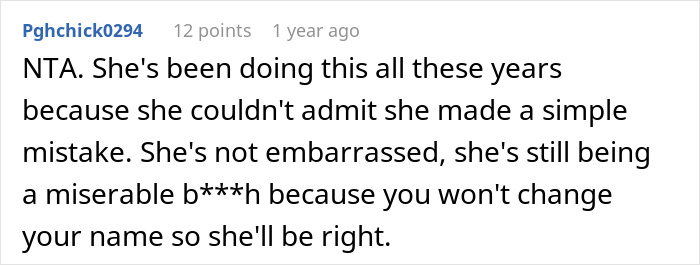 A screenshot of a Reddit comment criticizing a MIL who refuses to admit a mistake about her DIL’s name. A screenshot of a Reddit comment criticizing a MIL who refuses to admit a mistake about her DIL’s name.