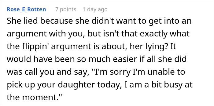 A comment explaining why aunt leaves 8yo niece alone at school after lying about picking her up. A comment explaining why aunt leaves 8yo niece alone at school after lying about picking her up.