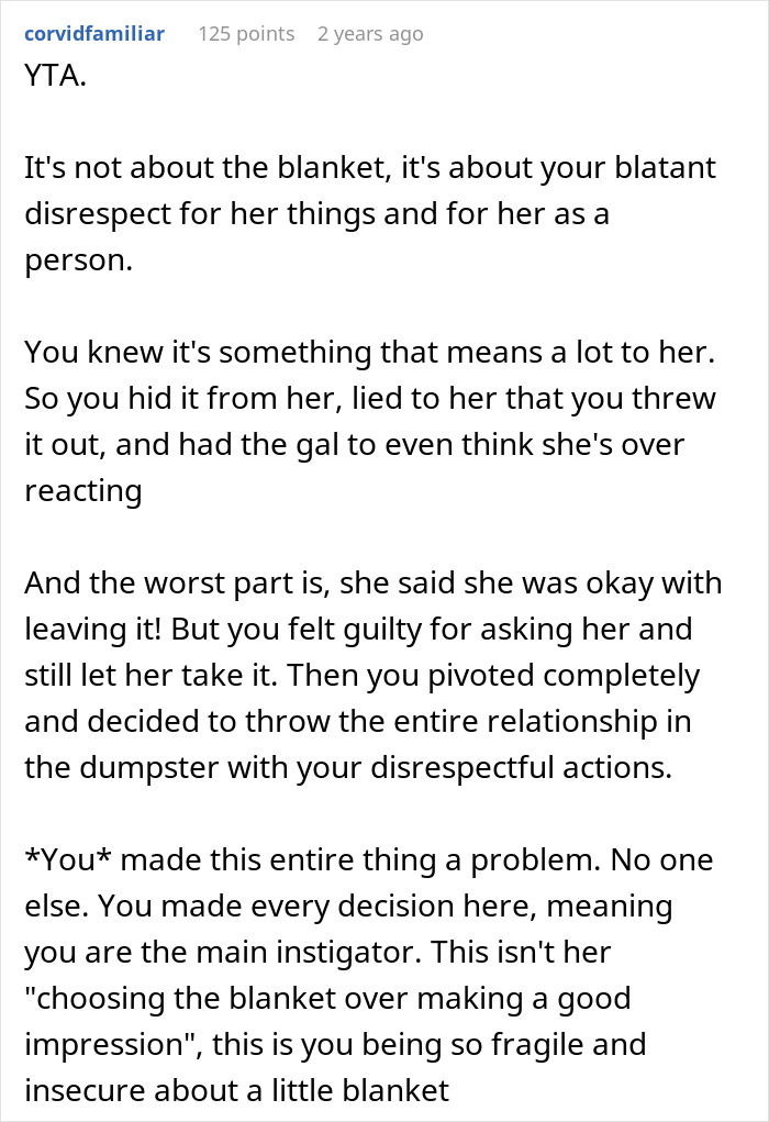 Man Comes To The Internet To Complain About GF’s Attachment To Her Blanket, She Gives A Savage Response Man Comes To The Internet To Complain About GF’s Attachment To Her Blanket, She Gives A Savage Response