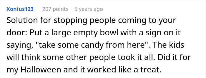 Halloween candy bowl trick to stop people from ringin doorbell