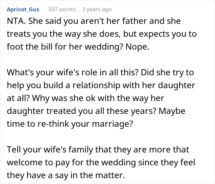 Stepdaughter Makes Sure Stepdad Knows She Hates Him, Still Shocked He Might Not Fund Her Wedding Stepdaughter Makes Sure Stepdad Knows She Hates Him, Still Shocked He Might Not Fund Her Wedding
