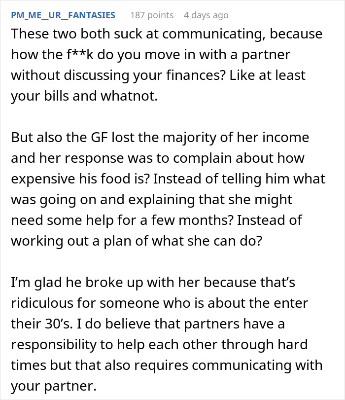 Online comment criticizing a couple's poor financial communication and lack of honesty. Online comment criticizing a couple's poor financial communication and lack of honesty.