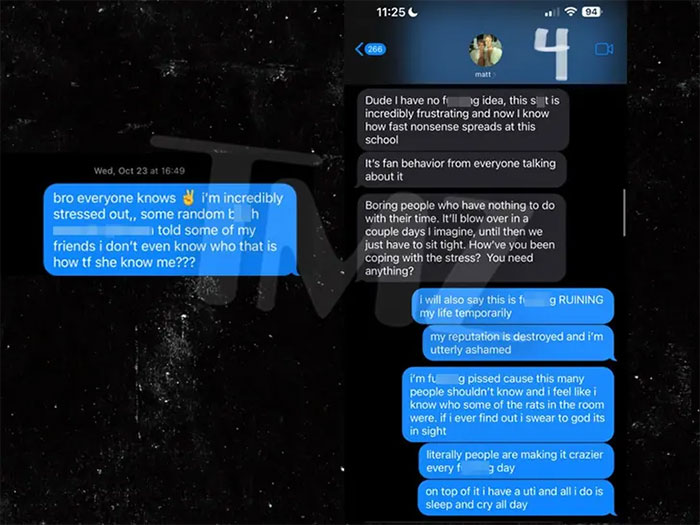 Leaked text messages regarding the Cornell 7 frat bro scandal.
