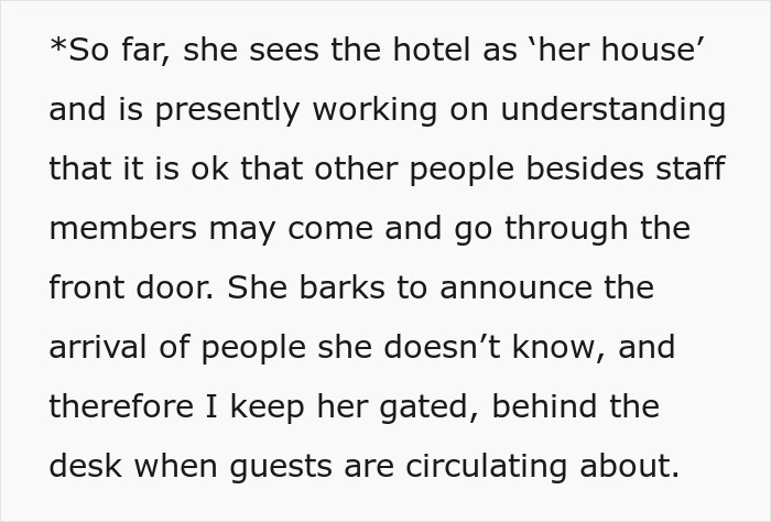 Hotel Tells Employee To Not Bring Untrained Dog To Work, She Calls Them "Satanic Reptilian Illuminati" Hotel Tells Employee To Not Bring Untrained Dog To Work, She Calls Them "Satanic Reptilian Illuminati"