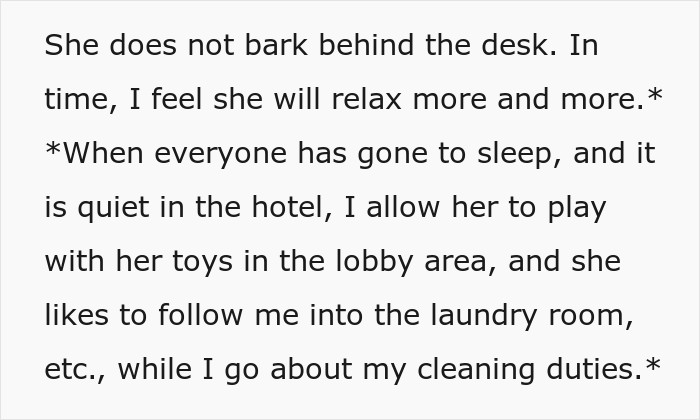 Hotel Tells Employee To Not Bring Untrained Dog To Work, She Calls Them "Satanic Reptilian Illuminati" Hotel Tells Employee To Not Bring Untrained Dog To Work, She Calls Them "Satanic Reptilian Illuminati"