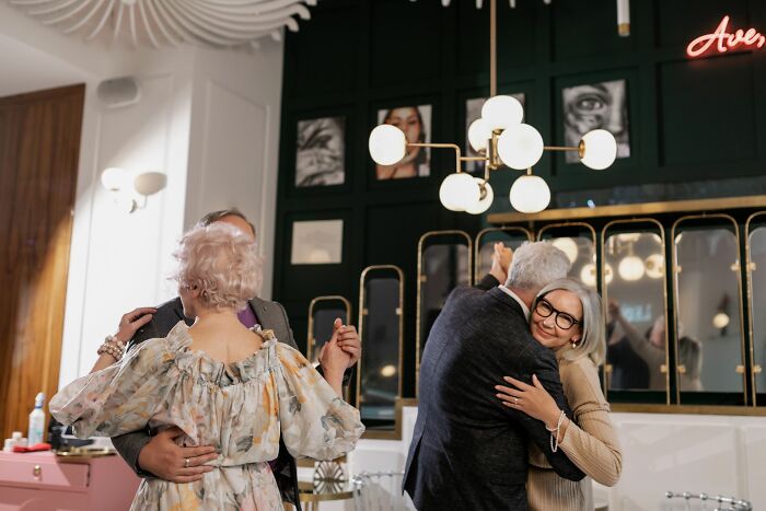 Elderly couples hugging in cozy room creepy stories