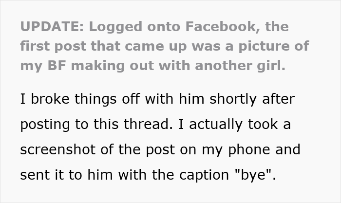 Reddit post update explaining how a woman dumps cheater BF Reddit post update explaining how a woman dumps cheater BF