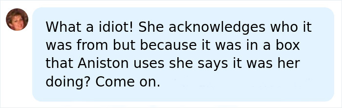 Comment criticizing Jennifer Aniston's gift as mean-spirited from director Comment criticizing Jennifer Aniston's gift as mean-spirited from director