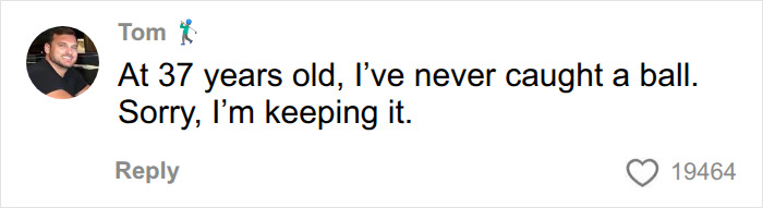 Online comment about a Dodgers fan keeping his first caught baseball.