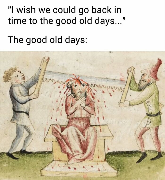 An old medieval manuscript drawing illustrating a brutal e*******n used for famous paintings memes.