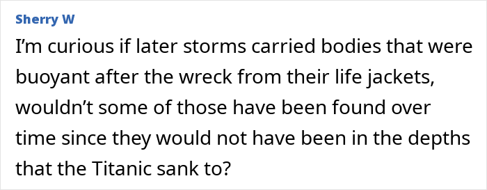 A online query regarding floating bodies and missing human remains after Titanic sank. A online query regarding floating bodies and missing human remains after Titanic sank.