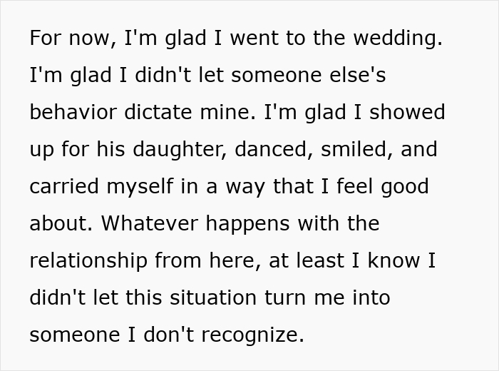 An online post expressing relief after attending a daughter's wedding despite difficulties An online post expressing relief after attending a daughter's wedding despite difficulties