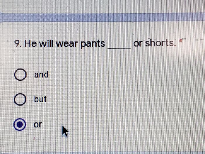 A multiple-choice grammar test question containing a redundant word, representing absurd products and moments in testing.