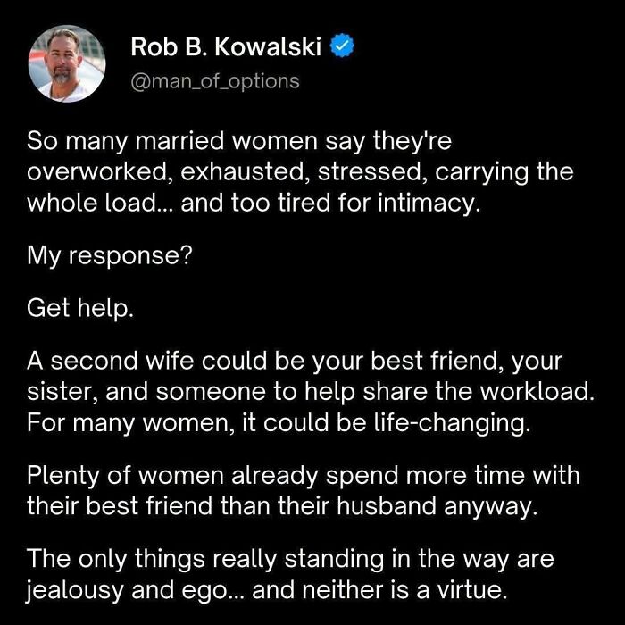 A post highlighting how women are still fighting for respect, featuring a tweet about a husband wanting a second wife