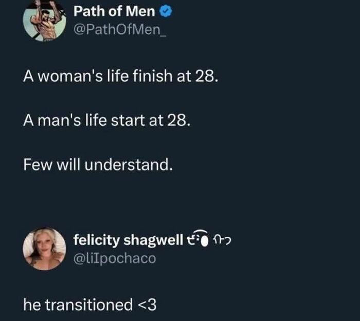 A screenshot highlighting the struggle of how women are still fighting to be heard, with a tweet about age limits